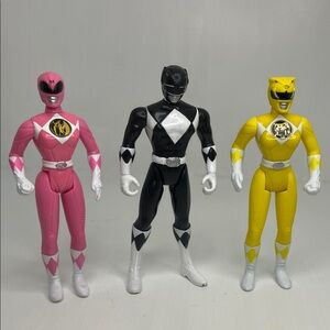 Vintage 1995 Power Ranger Action Figures - Pink, Yellow and Black Power Ranger